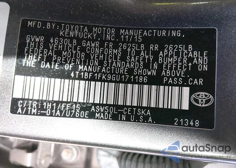 2016 Toyota Camry Se z USA, uszkodzony, nr VIN 4T1BF1FK9GU171186